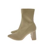 ショッピングzara ZARA◆ニットショートブーツ/36/BEG