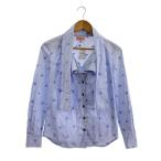 ショッピングWestwood Vivienne Westwood RED LABEL◆オーブ柄/ボウタイ/長袖ブラウス/2/コットン/BLU/ストライプ