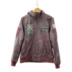 ショッピングhalo AVIREX◆レザージャケット・ブルゾン/XL/羊革/BRD/6191061/LEATHER HOODIE HALO