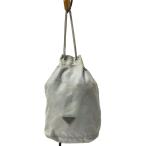 ショッピングPRADA PRADA◆三角プレート/巾着バック/ポーチ/ナイロン/GRY/グレー/無地