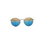 Ray-Ban◆ROUND METAL_サングラス/メタル/GLD/BLU/メンズ/RB3447