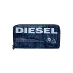 ショッピングラウンドファスナー DIESEL◆ラウンドファスナー長財布/デニム/インディゴ/プリント/メンズ