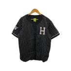 HUF◆FOREVER BASEBALL JERSEY/L/コットン/ブラック/ストライプ/KN00340