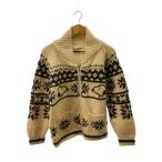 ショッピングカウチン PEANUTS◆OLDスヌーピー/カウチンジップカーディガン(厚手)/M/ウール/ベージュ/総柄//シミあり