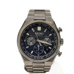 SEIKO◆ASTRON/ソーラー電波腕時計/アナログ/チタン/BLK/SLV/SBXY097
