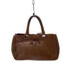 ショッピングPRADA PRADA◆ハンドバッグ/リボン/レザー/ブラウン/無地/ショルダー欠損