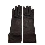 ショッピングHERMES HERMES◆手袋/レザー/BLK/無地/レディース