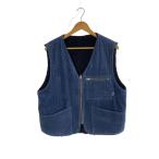 STUSSY◆フリースベスト/S/コーデュロイ/BLU/115541