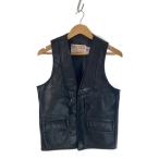 Schott◆ベスト/S/レザー/BLK/無地