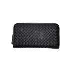 BOTTEGA VENETA◆ラウンドファスナーイントレチャート/長財布/レザー/BLK/無地/メンズ