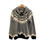 HOUSTON◆カウチン ニット カーディガン/カーディガン(厚手)/L/アクリル/GRY/総柄