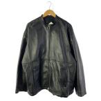 stein◆22SS/OVERSIZED LEATHER/シングルライダースジャケット/S/レザー/BLK/st.344