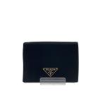 ショッピングPRADA PRADA◆トライアングルロゴプレート2つ折り財布/ナイロン/BLK/メンズ//