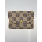 LOUIS VUITTON◆ポルト・モネ・ロザリ_ダミエ・アズール_WHT/PVC/WHT/レディース