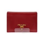 PRADA◆カードケース/サフィアーノ/RED/レディース