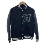 NEW ERA◆スタジャン/L/ウール/BLK//