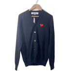 COMME des GARCONS HOMME◆カーディガン(薄手)/L/ウール/BLK/無地/AZ-N008/胸ハートロゴカーディガン