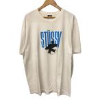 STUSSY◆フロントロゴTシャツ/XL/コットン/WHT/プリント