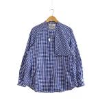 ショッピングOUTDOOR COMFY OUTDOOR GARMENT◆COLLARLESS SHIRTS/L/コットン/BLU/ギンガムCK/CMF2201-CS05J//