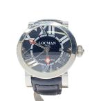 LOCMAN◆自動巻腕時計/アナログ/レザー/BLK/BLK/SS/REF.290/使用感有