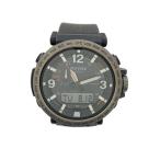 CASIO◆ソーラー腕時計_PRO TREK/デジアナ/ラバー/BLK/BLK