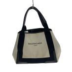 BALENCIAGA◆ネイビーカバスS/トートバッグ/キャンバス