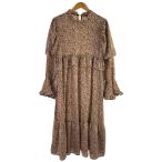 ショッピングjenni SISTER JENNI◆長袖ワンピース/S/ポリエステル/BEG/レオパード