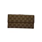 GUCCI◆長財布_GGキャンバス/キャンバス/BRW/レディース