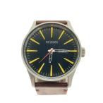 ショッピングnixon NIXON◆THE SENTRY/クォーツ腕時計/アナログ/レザー/ブラック/ブラウン