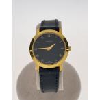 GUCCI◆クォーツ腕時計/アナログ/レザー/BLK/BLK/社外ベルト