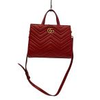 ショッピングgucci GUCCI◆ハンドバッグ_GGマーモント_キルティング/レザー/RED