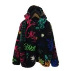 ショッピングzara ZARA◆フリースジャケット/XL/ポリエステル/BLK/総柄/3548/305/800