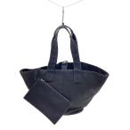 HERMES◆トートバッグ/キャンバス/GRY/パニエドプラージュ/色褪せ有り