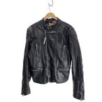 DIESEL◆シングルライダースジャケット/L/羊革/BLK/無地