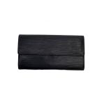 LOUIS VUITTON◆ポルト・モネ・クレディ_エピ/レザー/BLK/メンズ