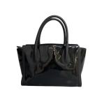 ショッピングエナメルバッグ WAKO◆ハンドバッグ/エナメル/BLK