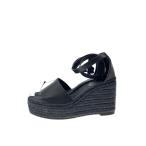 HERMES◆エスパドリーユ/37/BLK/レザー