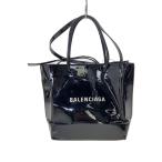 BALENCIAGA◆パテントレザー ショッピングトート XXS/エナメル/BLK/無地/572411//