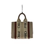 ショッピングchloe Chloe◆WOODY/ハンドバッグ/キャンバス/BEG/03 2175 65/角擦れ、ハンドル汚れ有