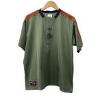 adidas◆Tシャツ/M/ポリエステル/KHK/ストライプ