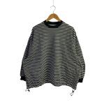 ショッピングIS IS-NESS◆BALLOON STRIPES LONG SLEEVE T SHIRT/長袖Tシャツ/M/コットン/BLK/ボータ