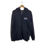 STUSSY◆ジップパーカー/L/コットン/BLK//