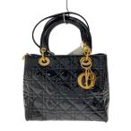 ショッピングdior Christian Dior◆カナージュ パテント 2WAY/バッグ/エナメル/BLK