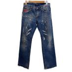 DOLCE&GABBANA◆06SS/イチゴ刺繍/裾ダメージ有/ボトム/46/デニム/インディゴ