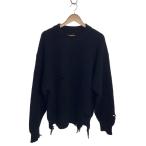 stein◆MILLED DAMAGE KNIT/ミルドダメージニット/セーター/L/ウール/ブラック/ST845