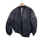BLACK COMME des GARCONS◆MA-1/フライトジャケット/L/ナイロン/ブラック/1P-J011/ボンバージャケット/ヨジレデザイン