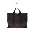 HERMES◆トートバッグ/キャンバス/GRY/無地