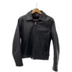 Schott◆シングルライダースジャケット/34/牛革/BLK/無地/AT-101E