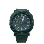 CASIO◆ソーラー腕時計_PRO TREK/アナログ/ラバー/BLK/GRN//