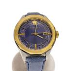 VERSACE◆腕時計/アナログ/レザー/NVY/NVY/SS/VERA000218/? NULL ?